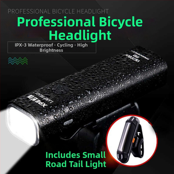 Предна светлина за велосипед от алуминиева сплав, презареждаща се, силна мощност за планински велосипед и нощно каране