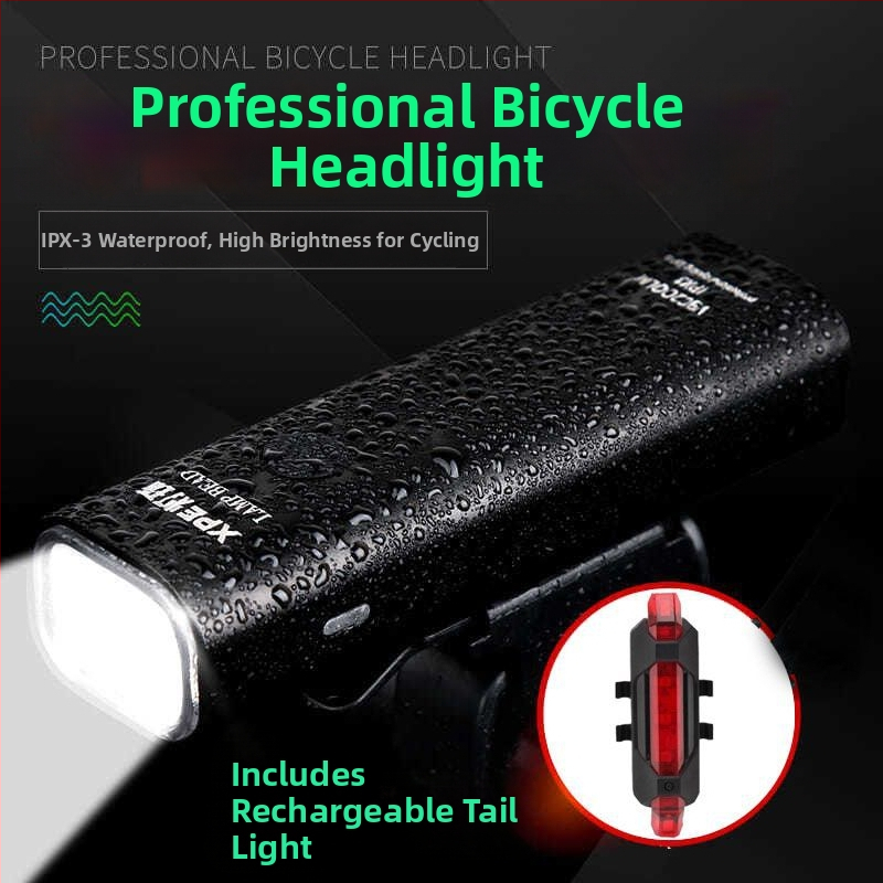 Предна светлина за велосипед от алуминиева сплав, презареждаща се, силна мощност за планински велосипед и нощно каране