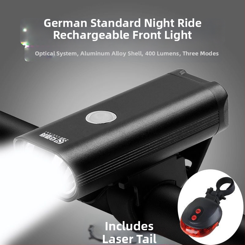 Предна светлина за велосипед от алуминиева сплав, презареждаща се, силна мощност за планински велосипед и нощно каране