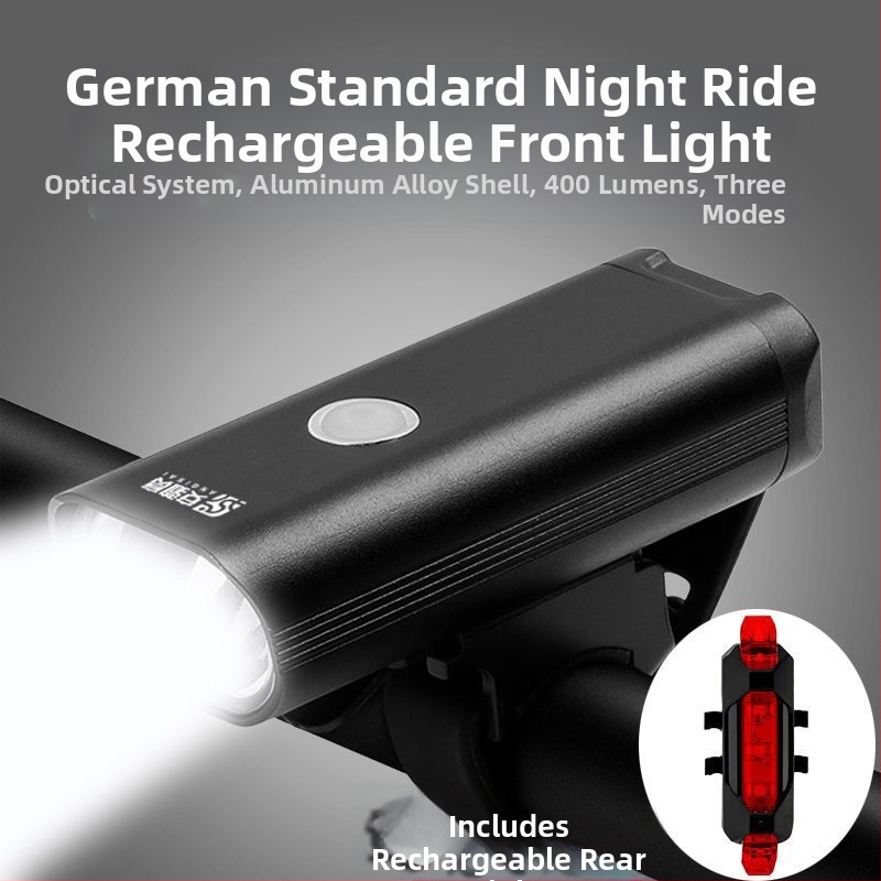 Предна светлина за велосипед от алуминиева сплав, презареждаща се, силна мощност за планински велосипед и нощно каране