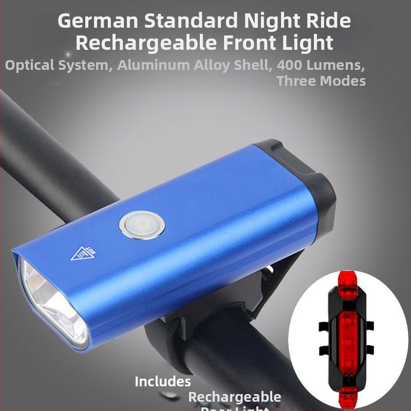 Предна светлина за велосипед от алуминиева сплав, презареждаща се, силна мощност за планински велосипед и нощно каране