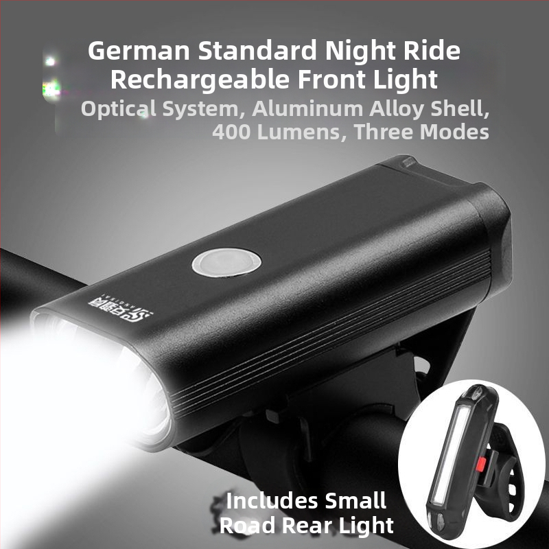 Предна светлина за велосипед от алуминиева сплав, презареждаща се, силна мощност за планински велосипед и нощно каране