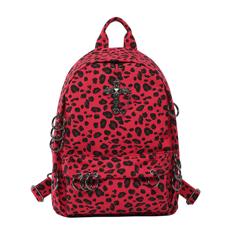 Ženski školski ruksak s leopard uzorkom, gradski minimalistički stil, PU materijal, zatvarač, unutarnja pretinac s džepom i laminirani džep, ljeto 2025