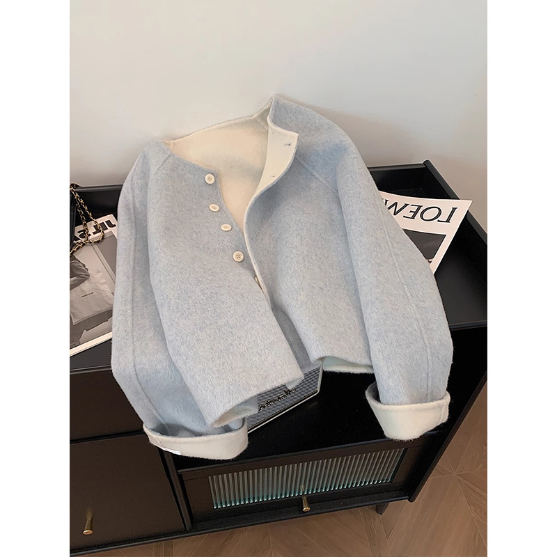 Inverzivna jakna u korejskom stilu, denim-pamučna jakna, slobodan kroj, polo ovratnik, dugi rukavi