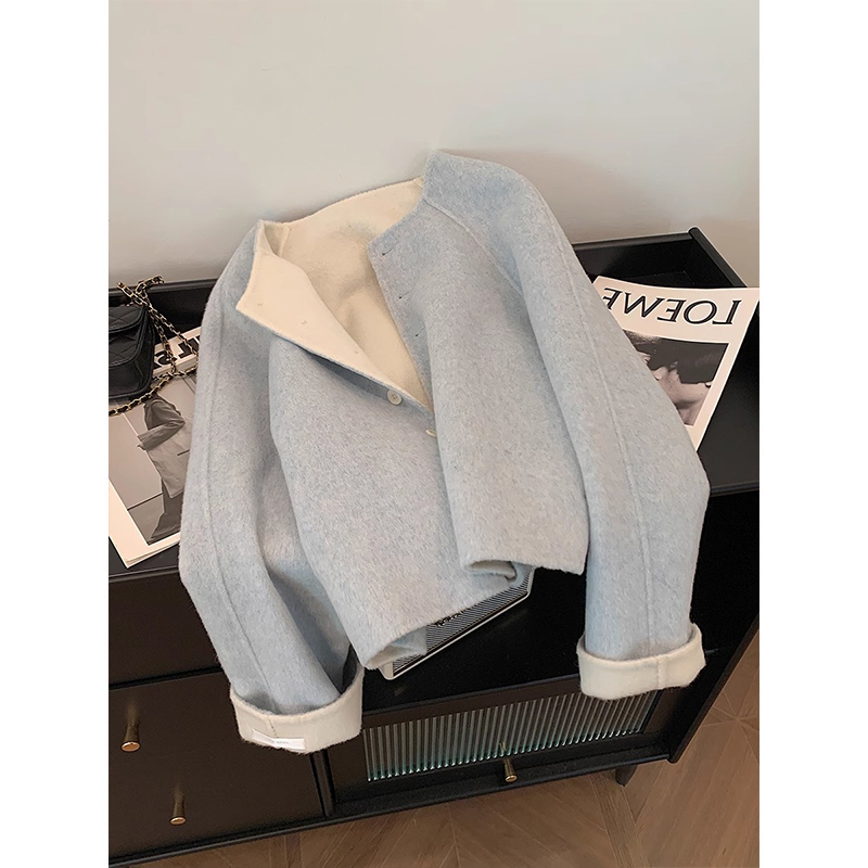 Inverzivna jakna u korejskom stilu, denim-pamučna jakna, slobodan kroj, polo ovratnik, dugi rukavi