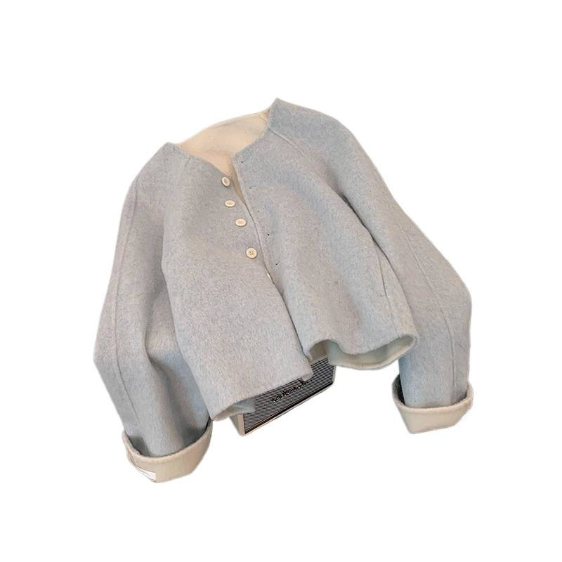 Inverzivna jakna u korejskom stilu, denim-pamučna jakna, slobodan kroj, polo ovratnik, dugi rukavi