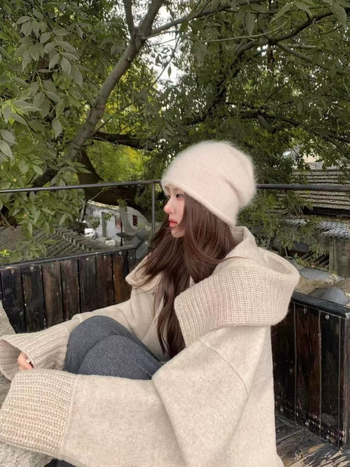 Ženski pleteni vuneni kaput s kapuljom, labav kroj, debela tkanina, zatvarač