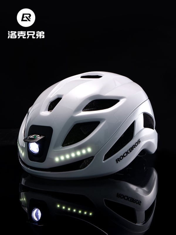 ROCKBROS Каска за велосипед с интегриран презареждаем преден фар и задно светло – PC+EPS, унисекс, за възрастни