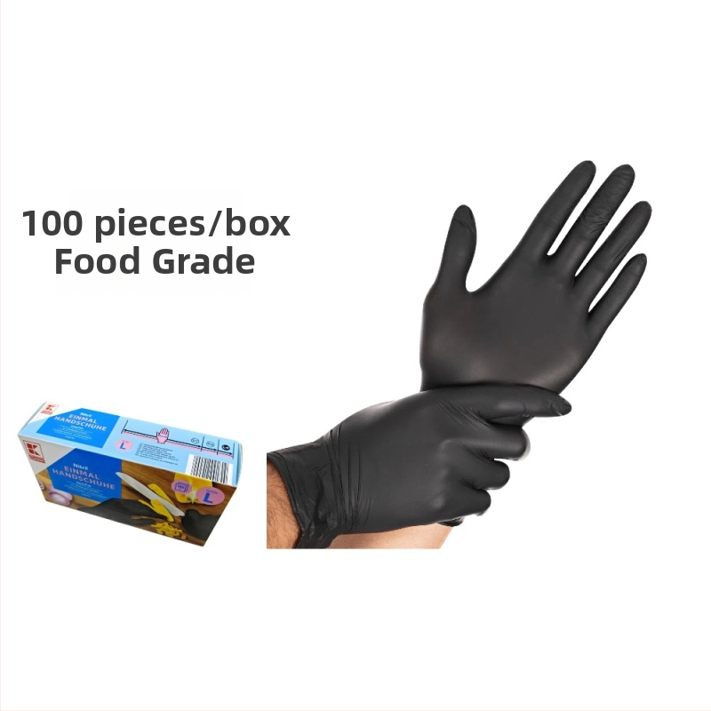 Mănuși de nitril de unică folosință, rezistente la ulei și antiderapante, certificate pentru alimentație; potrivite pentru gătit gourmet, industria frumuseții, îngrijirea animalelor, grădinărit și reparații ale mașinilor.