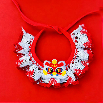 Κολάρο-μπαντάνα για κατοικίδια, κινεζικός στυλ, καρό μοτίβο, πολυεστέρας, εκτυπωμένο twill