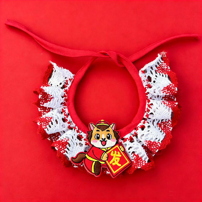 Κολάρο-μπαντάνα για κατοικίδια, κινεζικός στυλ, καρό μοτίβο, πολυεστέρας, εκτυπωμένο twill