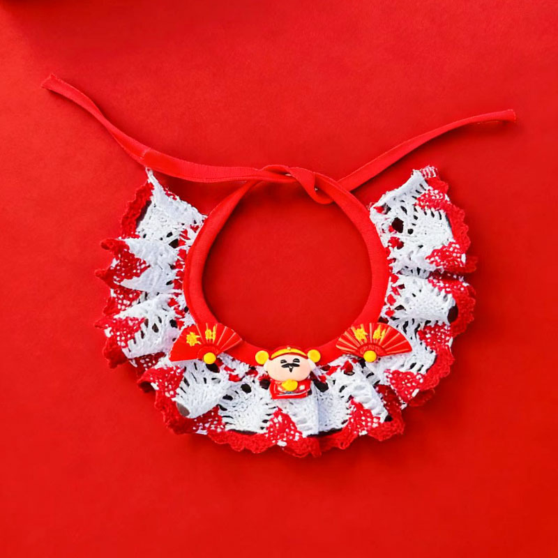 Κολάρο-μπαντάνα για κατοικίδια, κινεζικός στυλ, καρό μοτίβο, πολυεστέρας, εκτυπωμένο twill