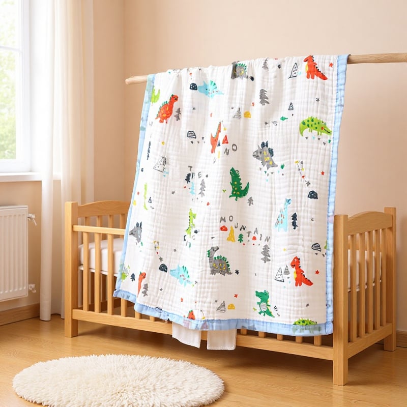 Βρεφική πετσέτα μπάνιου από γάζα, έξι στρώσεων με ευρύ άκρο, κατάλληλη για νεογέννητα, τεσσάρων εποχών, 200–300 g, μοντέρνο μινιμαλιστικό σχέδιο