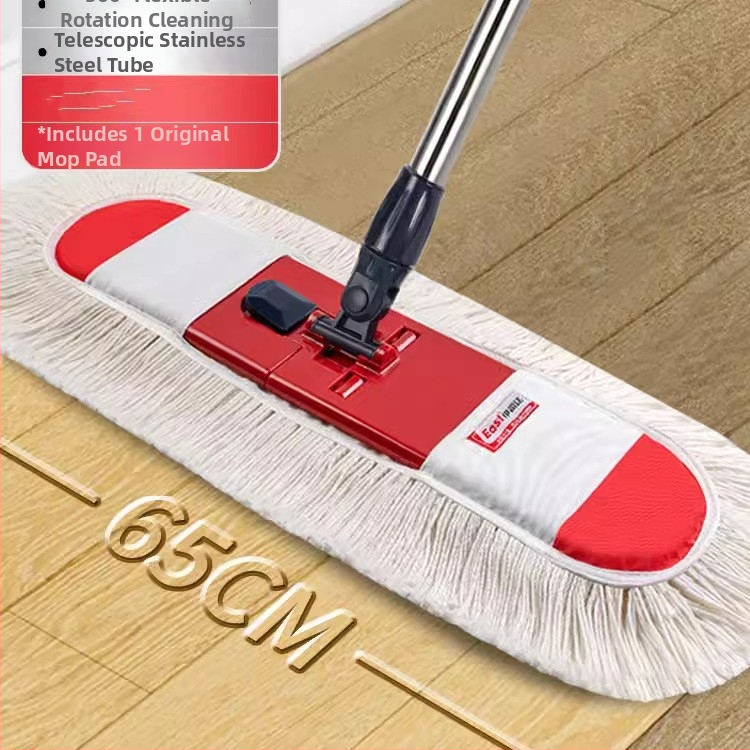 Isida mop plat pentru podea cu cap din fire de bumbac, tip praf din material textil, tijă din oțel inoxidabil