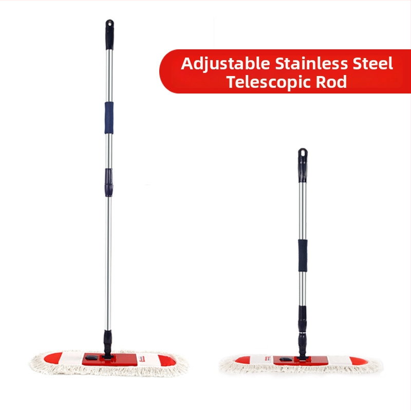 Isida mop plat pentru podea cu cap din fire de bumbac, tip praf din material textil, tijă din oțel inoxidabil