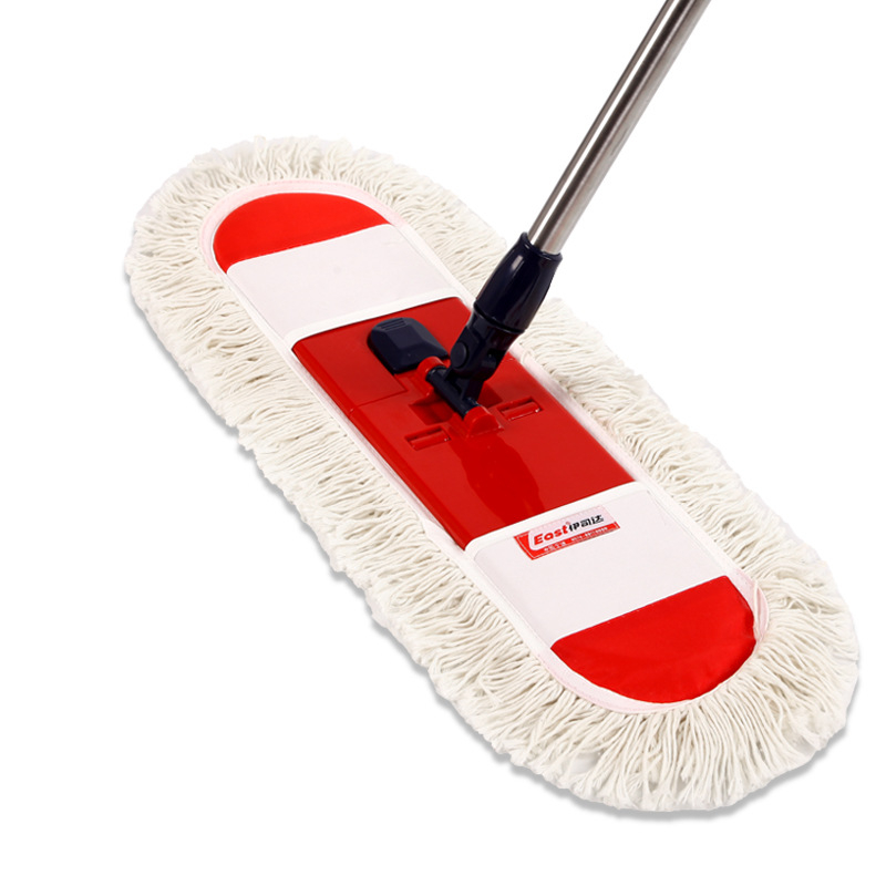 Isida mop plat pentru podea cu cap din fire de bumbac, tip praf din material textil, tijă din oțel inoxidabil