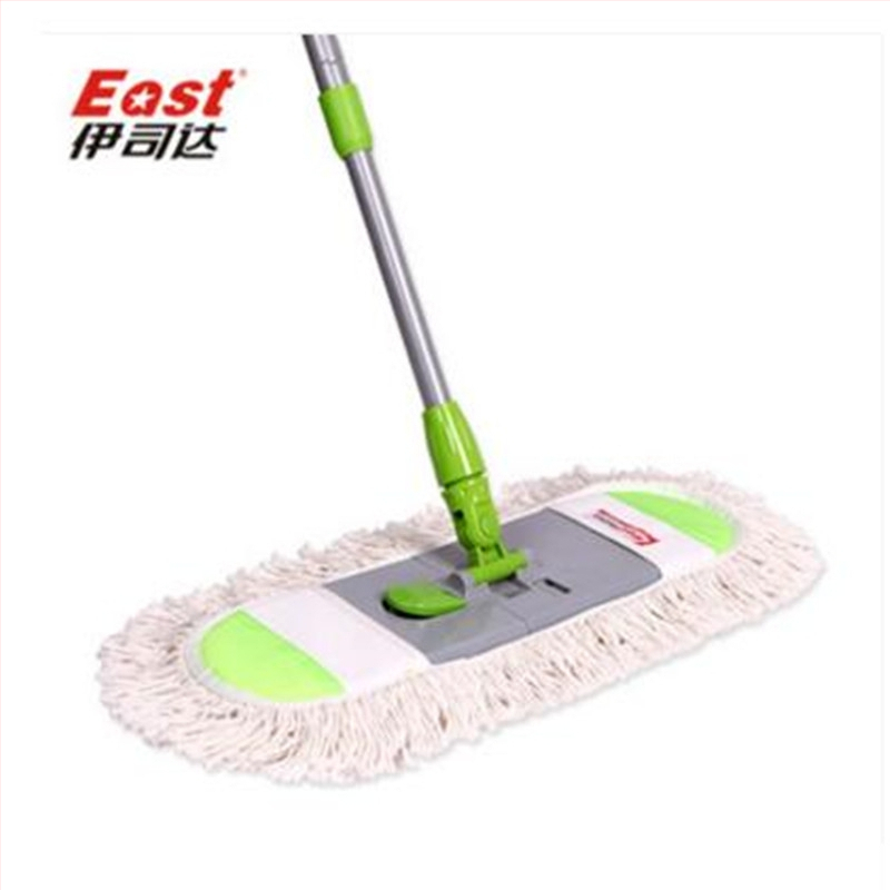 Isida mop plat pentru podea cu cap din fire de bumbac, tip praf din material textil, tijă din oțel inoxidabil