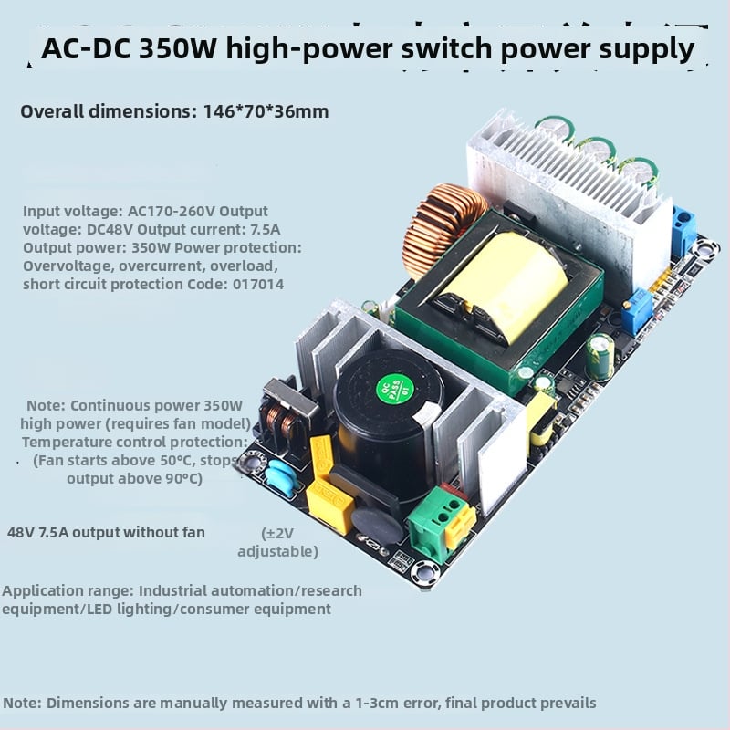 Prepínaný zdroj napájania 350W s výstupmi 24/36/48V, vstup 220V AC, 10A, nastaviteľný