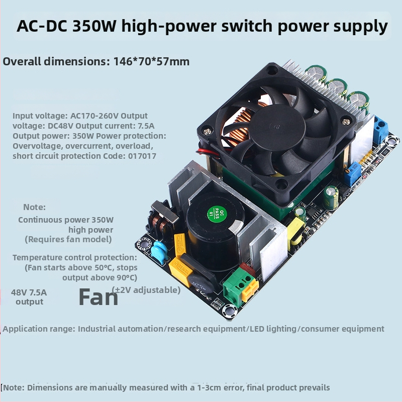 Prepínaný zdroj napájania 350W s výstupmi 24/36/48V, vstup 220V AC, 10A, nastaviteľný