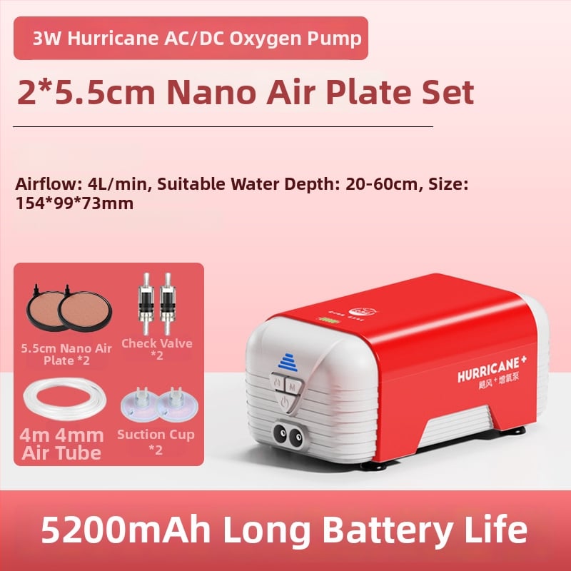 Old Fisherman αντλία οξυγόνου ενυδρείου – υπερ-σιωπηρή, AC/DC διπλής τροφοδοσίας, επαναφορτιζόμενη, βάρος 1.0 kg / 2.5 kg