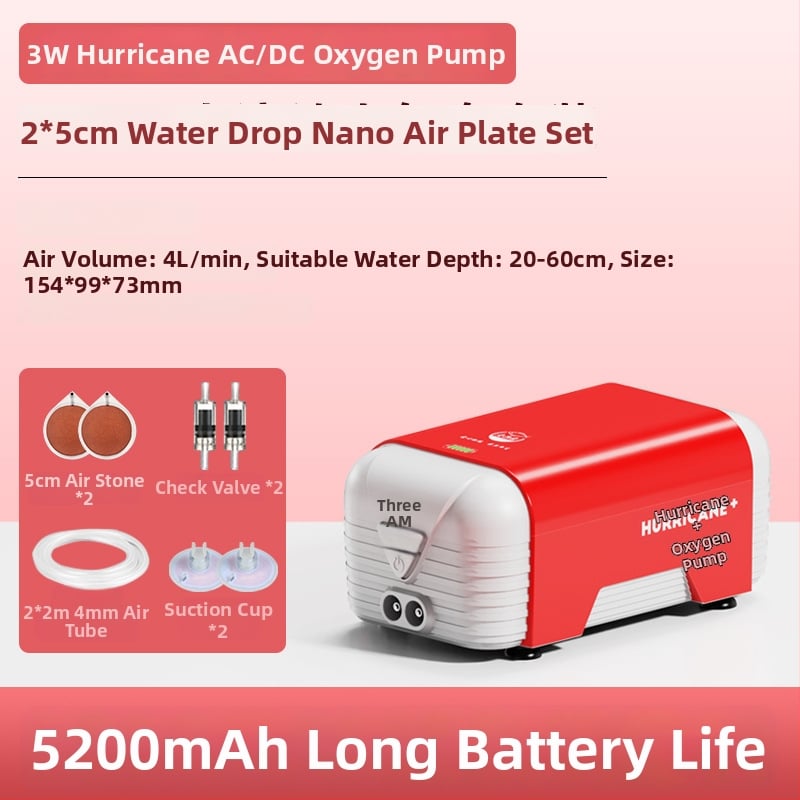 Old Fisherman αντλία οξυγόνου ενυδρείου – υπερ-σιωπηρή, AC/DC διπλής τροφοδοσίας, επαναφορτιζόμενη, βάρος 1.0 kg / 2.5 kg