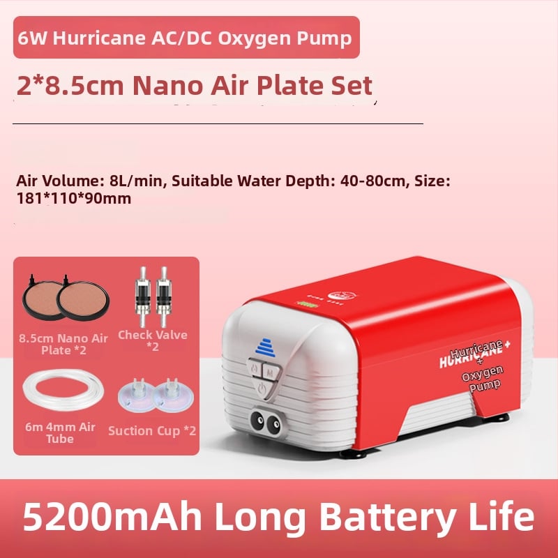 Old Fisherman αντλία οξυγόνου ενυδρείου – υπερ-σιωπηρή, AC/DC διπλής τροφοδοσίας, επαναφορτιζόμενη, βάρος 1.0 kg / 2.5 kg