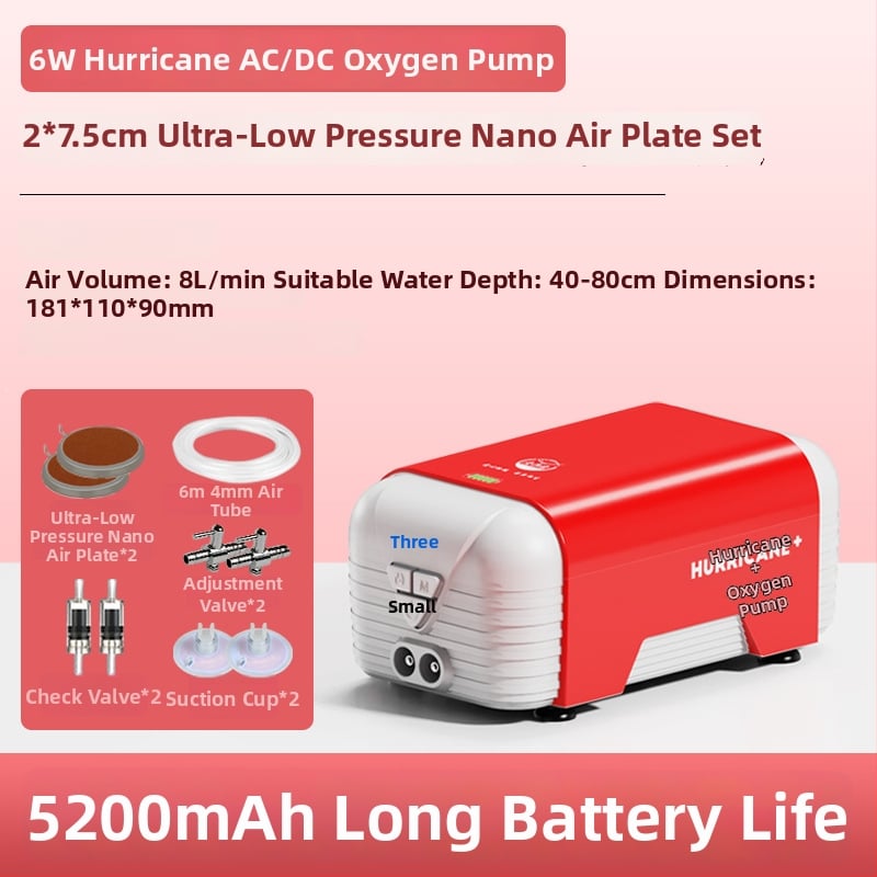 Old Fisherman αντλία οξυγόνου ενυδρείου – υπερ-σιωπηρή, AC/DC διπλής τροφοδοσίας, επαναφορτιζόμενη, βάρος 1.0 kg / 2.5 kg