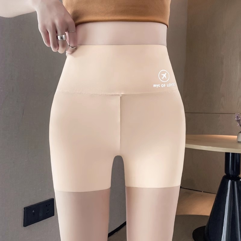 Ženske Ice Silk joga hlače — tanke, 3/4 dužine, uski kroj, poliester-elastan smjesa, podižu stražnjicu, uzorak aviona