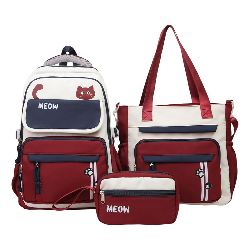 Nylon ruksak školski set (3 komada) – otporan na habanje, ulični stil, zakrivljene naramenice, uzorak u bojama