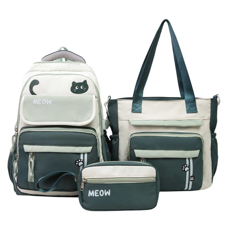 Nylon ruksak školski set (3 komada) – otporan na habanje, ulični stil, zakrivljene naramenice, uzorak u bojama