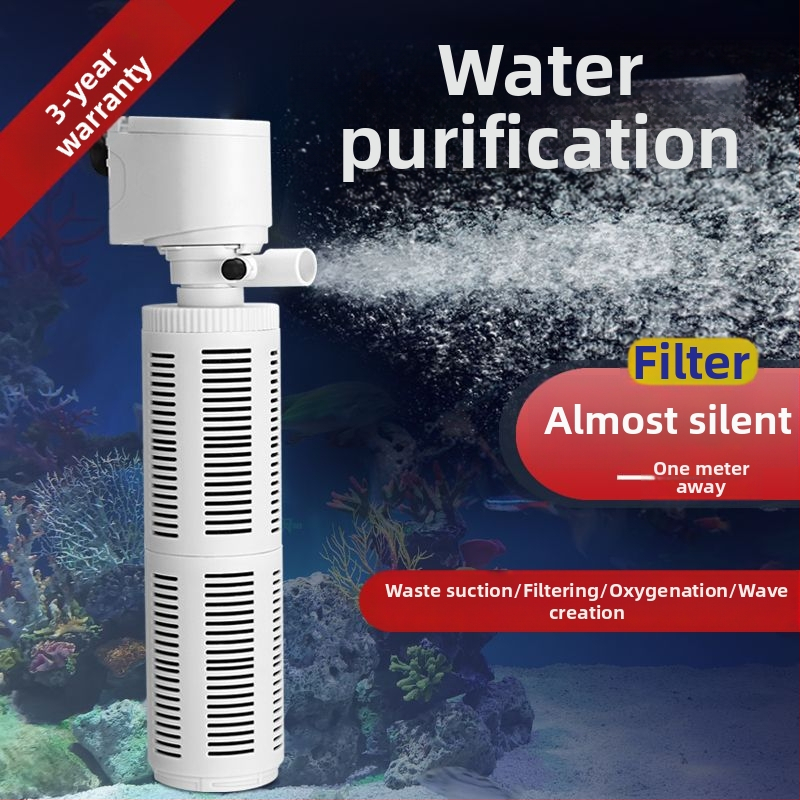 Φίλτρο ενυδρείου τεσσάρων σε ένα, ενσωματωμένος κυκλοφορητής, αθόρυβος οξυγονισμός και αναρρόφηση αποβλήτων
