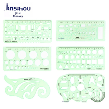 Rigla șablon pentru desen – șabloane de cerc și elipsă, design cu scară dublă, plastic, model 4309