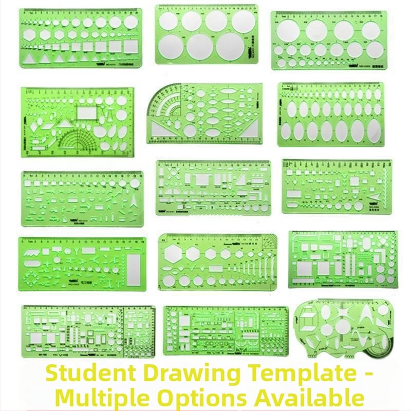Rigla șablon pentru desen – șabloane de cerc și elipsă, design cu scară dublă, plastic, model 4309