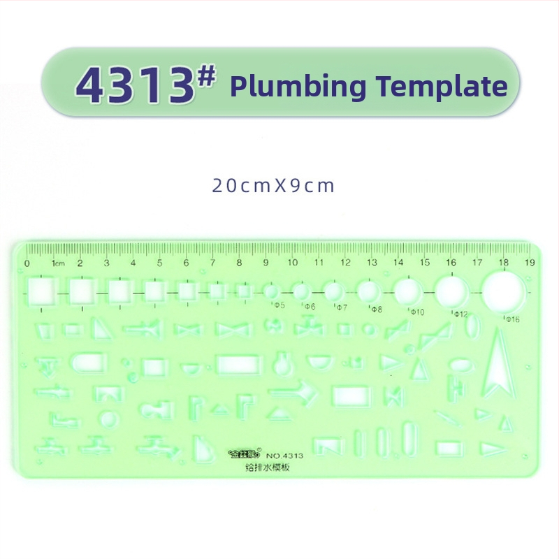 Rigla șablon pentru desen – șabloane de cerc și elipsă, design cu scară dublă, plastic, model 4309