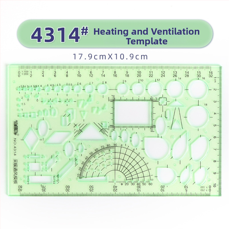 Rigla șablon pentru desen – șabloane de cerc și elipsă, design cu scară dublă, plastic, model 4309