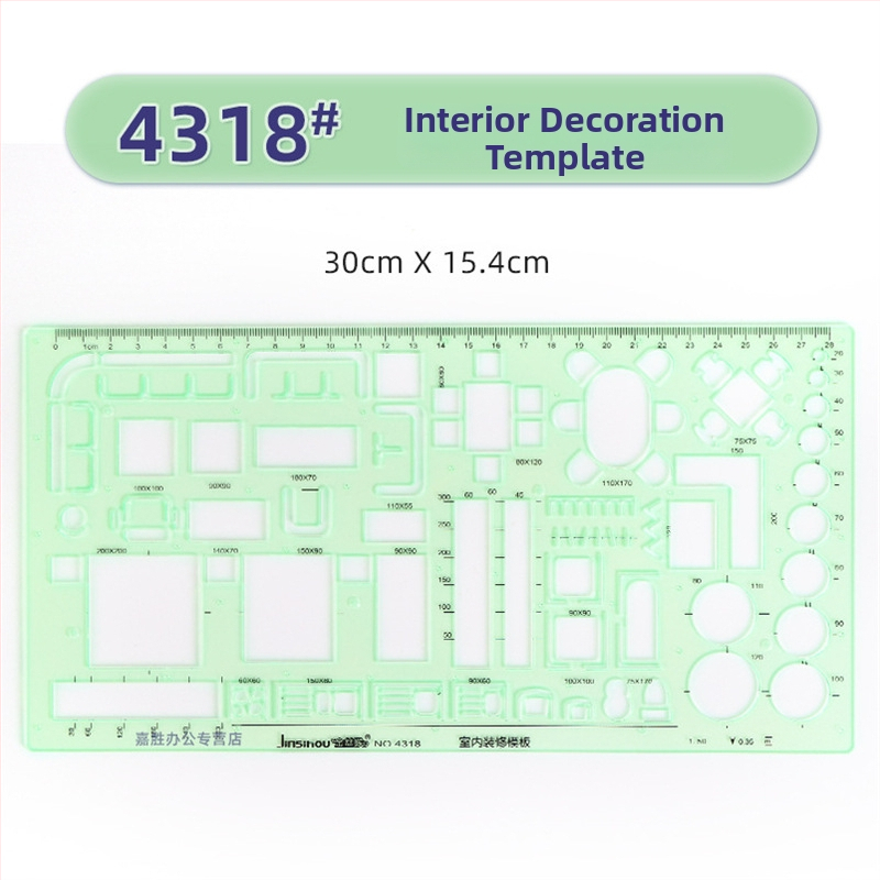 Rigla șablon pentru desen – șabloane de cerc și elipsă, design cu scară dublă, plastic, model 4309