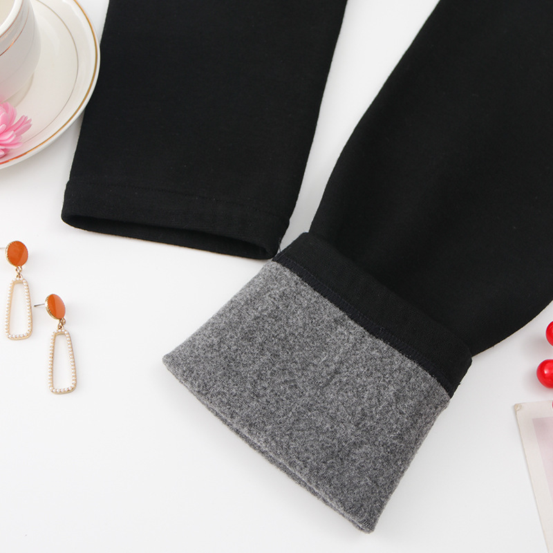 Sve-u-jednom termo leggings s fleece podstavom, debele, pamuk-elastan smjesa, visoka elastičnost, duljina 9/10