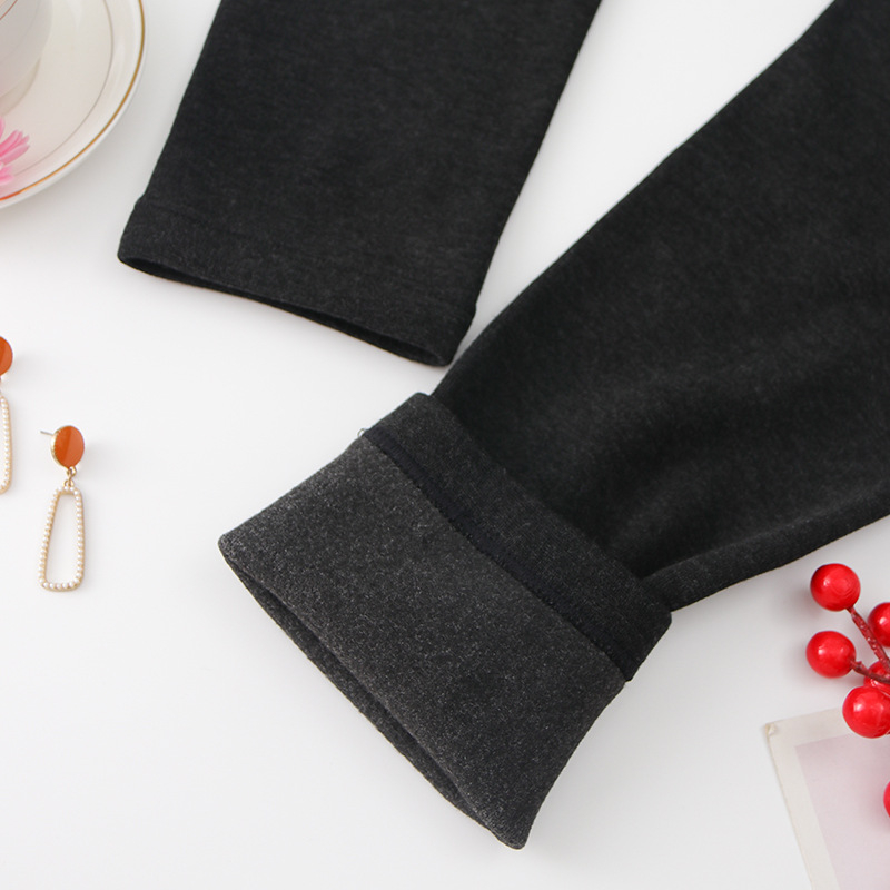 Sve-u-jednom termo leggings s fleece podstavom, debele, pamuk-elastan smjesa, visoka elastičnost, duljina 9/10