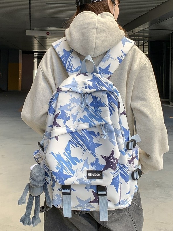 Unisex Oxford ruksak s velikim kapacitetom, zakrivljene naramenice, uzorak zvijezda