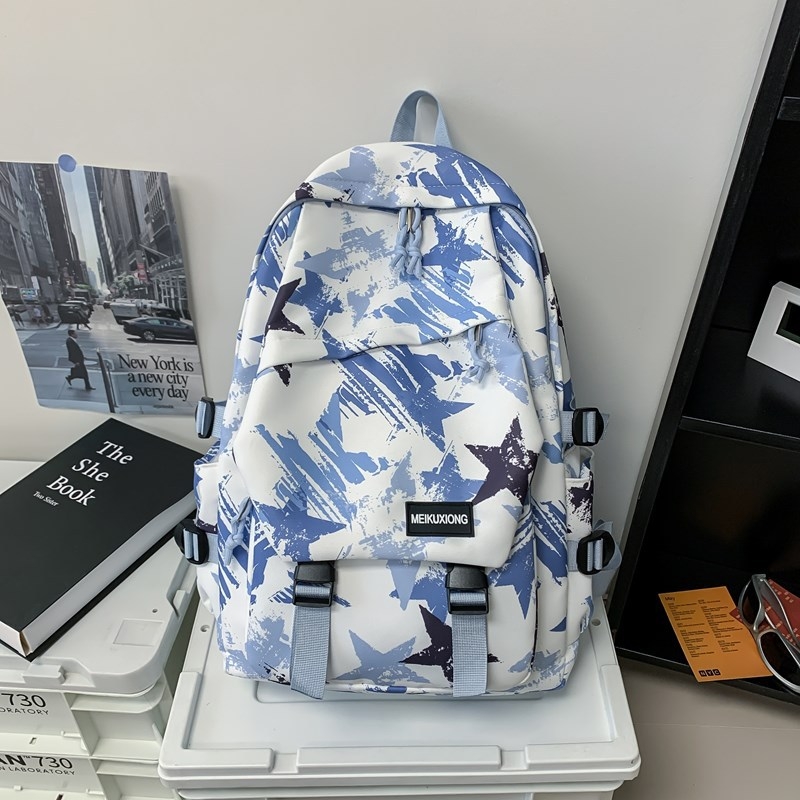 Unisex Oxford ruksak s velikim kapacitetom, zakrivljene naramenice, uzorak zvijezda