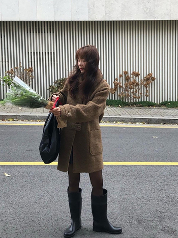 Дамско вълнено палто с лацкан, средна дължина, свободна кройка, корейски стил