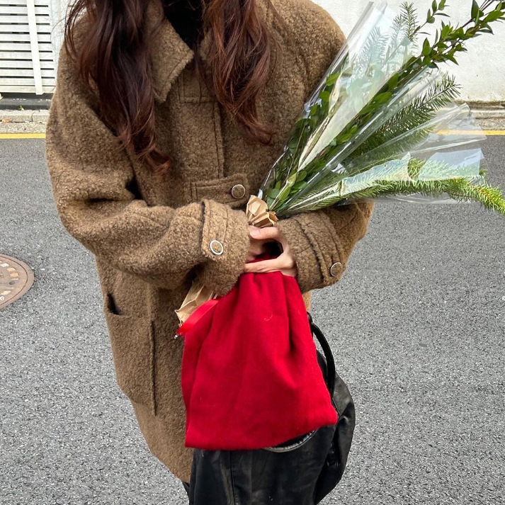 Дамско вълнено палто с лацкан, средна дължина, свободна кройка, корейски стил