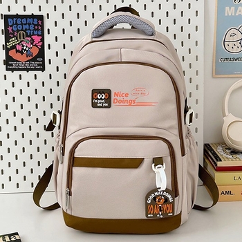 Rucsac cu capacitate mare, material nylon, design respirabil, curea de umăr cu pernă de aer, stil campus juvenil