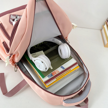 Rucsac cu capacitate mare, material nylon, design respirabil, curea de umăr cu pernă de aer, stil campus juvenil