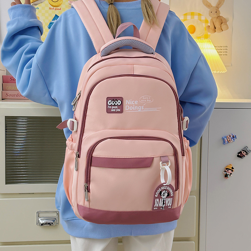 Rucsac cu capacitate mare, material nylon, design respirabil, curea de umăr cu pernă de aer, stil campus juvenil
