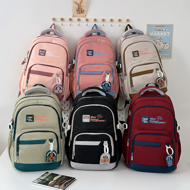 Rucsac cu capacitate mare, material nylon, design respirabil, curea de umăr cu pernă de aer, stil campus juvenil
