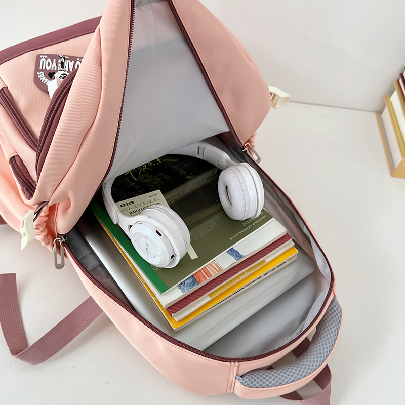 Rucsac cu capacitate mare, material nylon, design respirabil, curea de umăr cu pernă de aer, stil campus juvenil