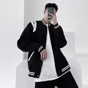 Muška baseball jakna s color-block dizajnom, High Street stil, ovratnik crewneck, jednostruka kopča, opuštena silueta