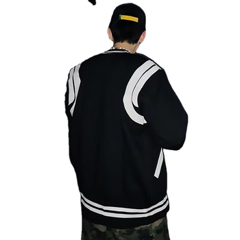 Muška baseball jakna s color-block dizajnom, High Street stil, ovratnik crewneck, jednostruka kopča, opuštena silueta