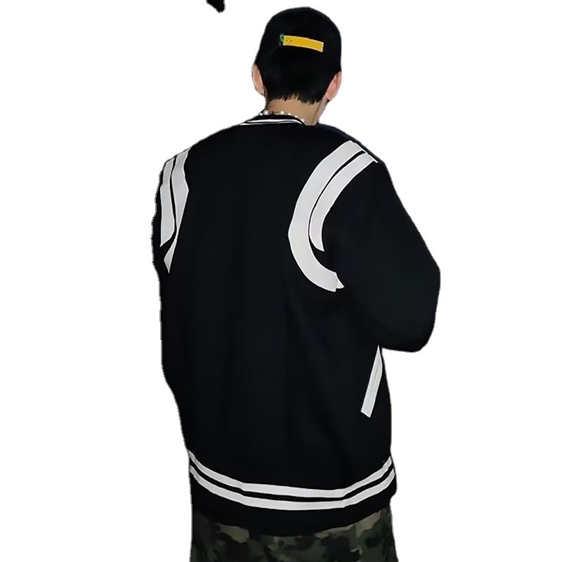 Muška baseball jakna s color-block dizajnom, High Street stil, ovratnik crewneck, jednostruka kopča, opuštena silueta